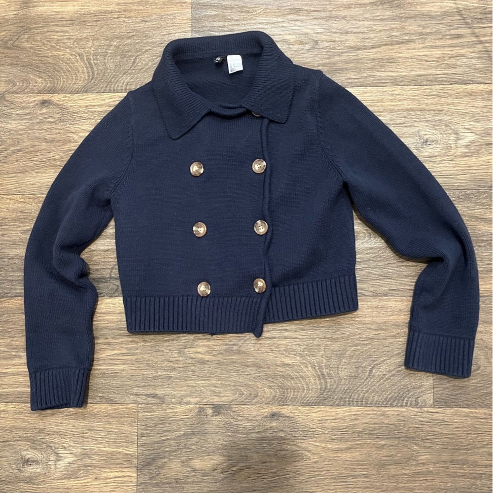 H&M Navy Blue Cropped Sweater